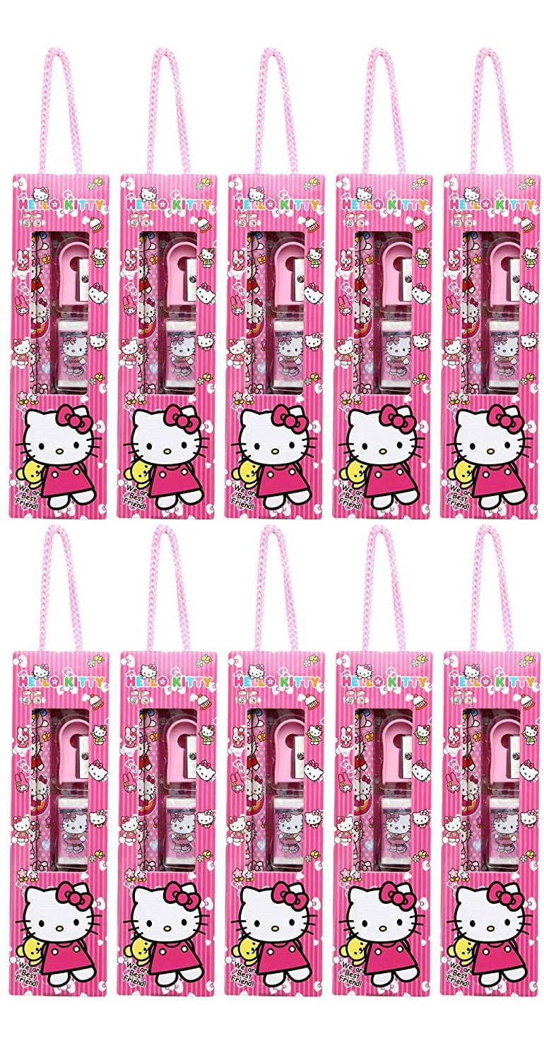 A PACK OF 10 CUTE MINI STATIONERY RETURN GIFTS FOR KIDS BIRTHDAYS (HELLO KITTY)