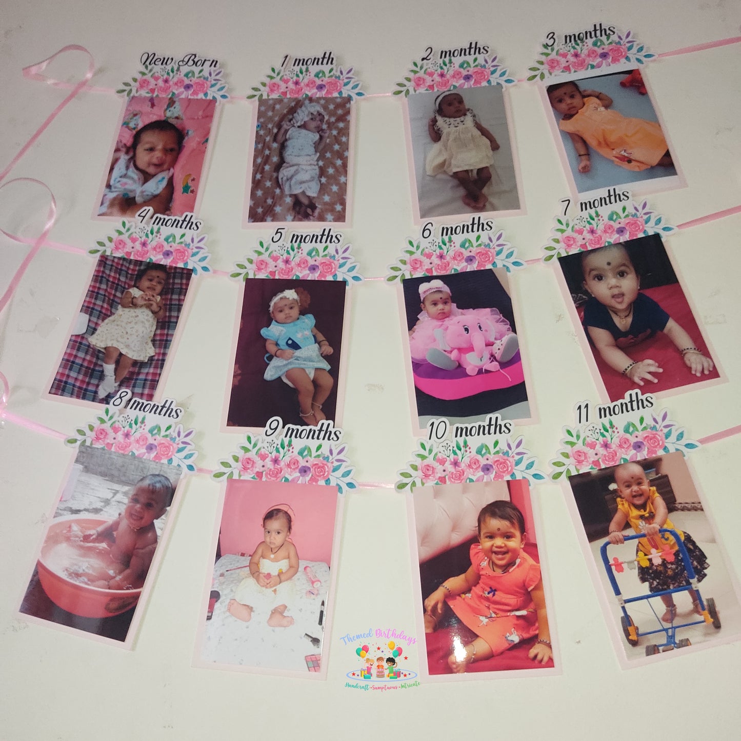 ONE YEAR/12 MONTHS PHOTO BANNER FOR FIRST BIRTHDAY