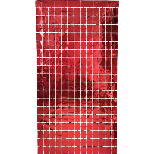 RED SQUARE FOIL CURTAINS 3ft*6ft