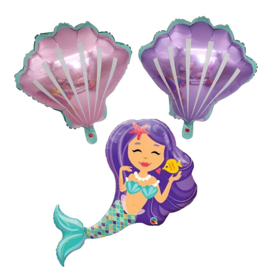 MERMAID FOIL BALLOON 17 INCHES 3 PCS SET