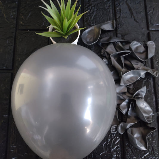 HIGH QUALITY GRAY METALLIC BALLOONS - 50 PCS IN A PACK