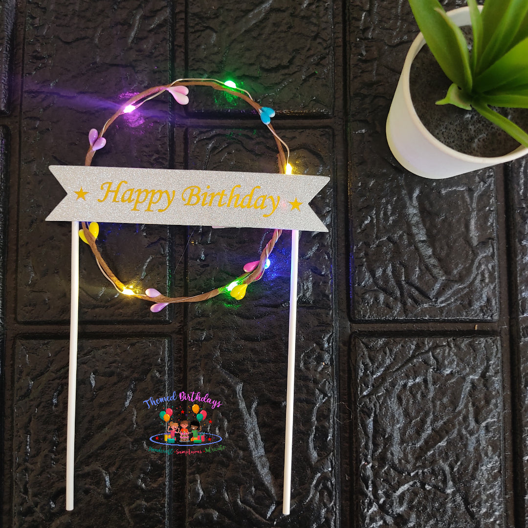 HAPPY BIRTHDAY MULTICOLOR LED CAKE TOPPER (ROUND SHAPE)