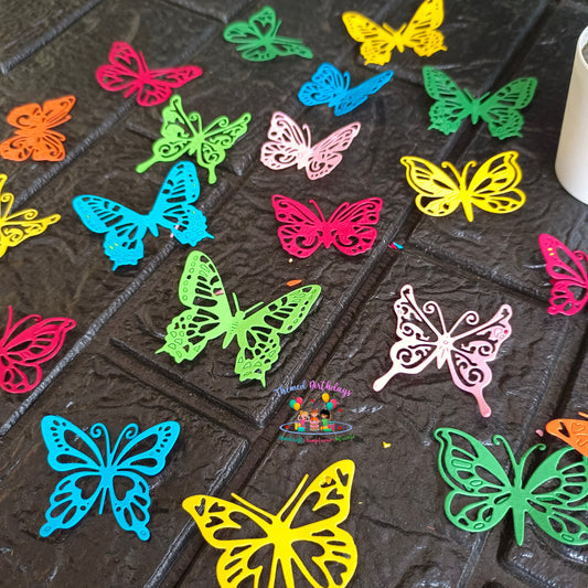 MULTICOLORED PAPER CARD BUTTERFLIES 12 PCS