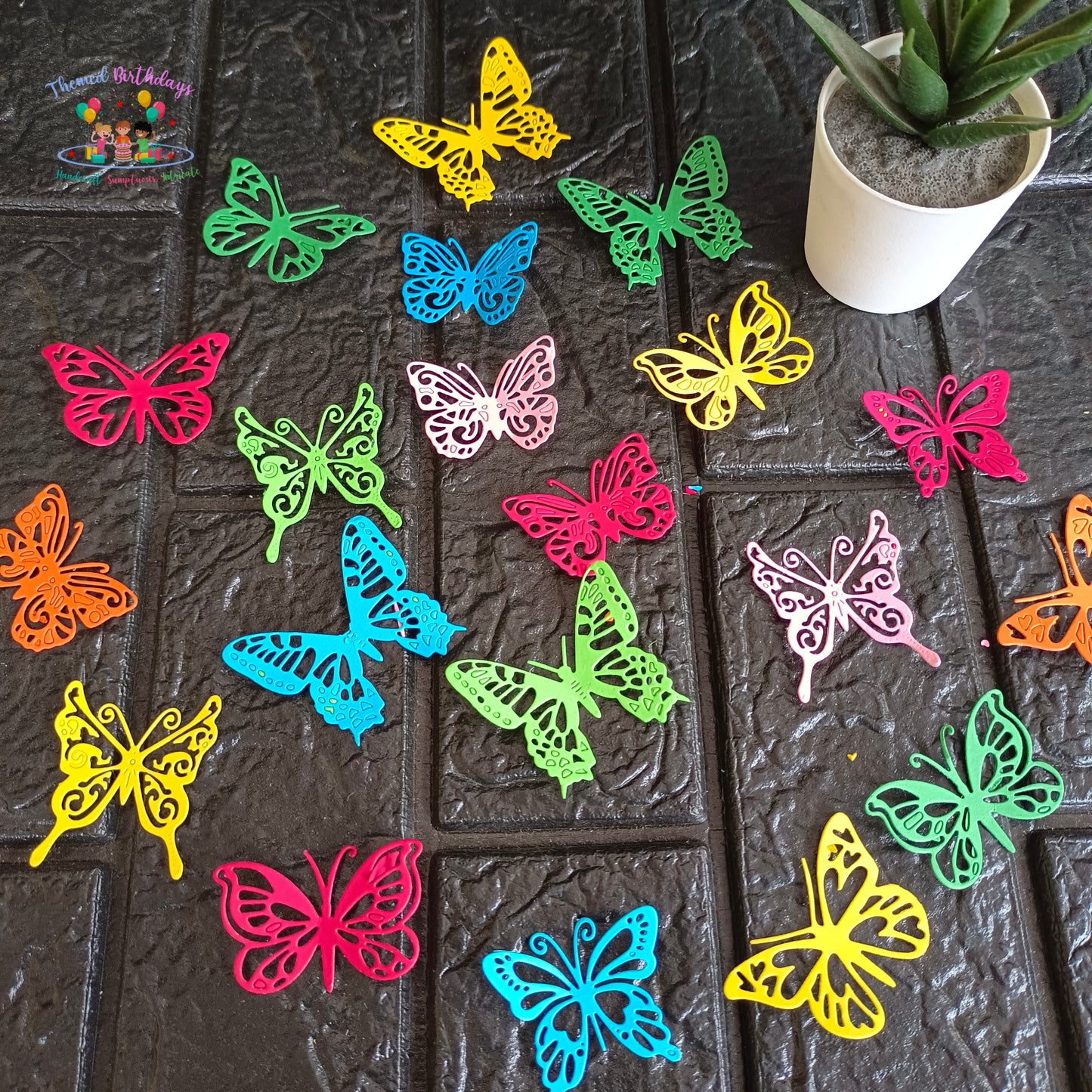 MULTICOLORED PAPER CARD BUTTERFLIES 12 PCS