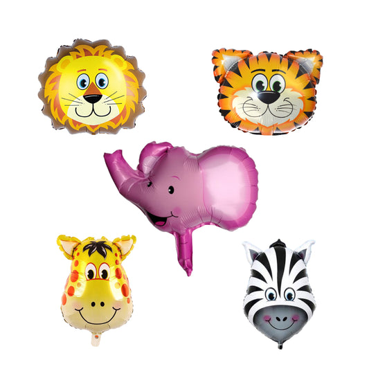 JUNGLE ANIMALS 5 PCS SET FOIL BALLOON