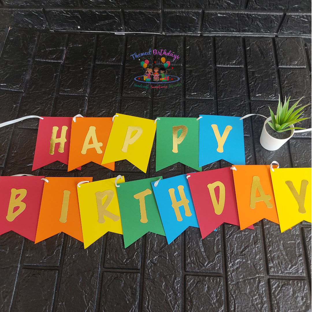 MULTI COLOR HAPPY BIRTHDAY BUNTING BANNER