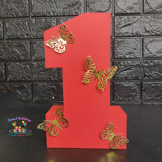 3D NUMBER WITH BIG BUTTERFLIES