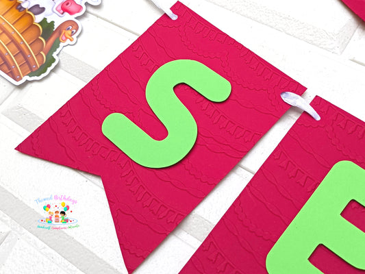 FARM ANIMAL-THEMED BANNER WITH NAME (EMBOSSED)