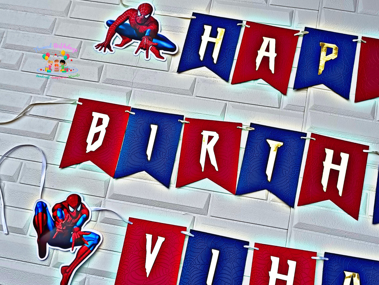 SPIDERMAN-THEMED BANNER WITH NAME (EMBOSSED)