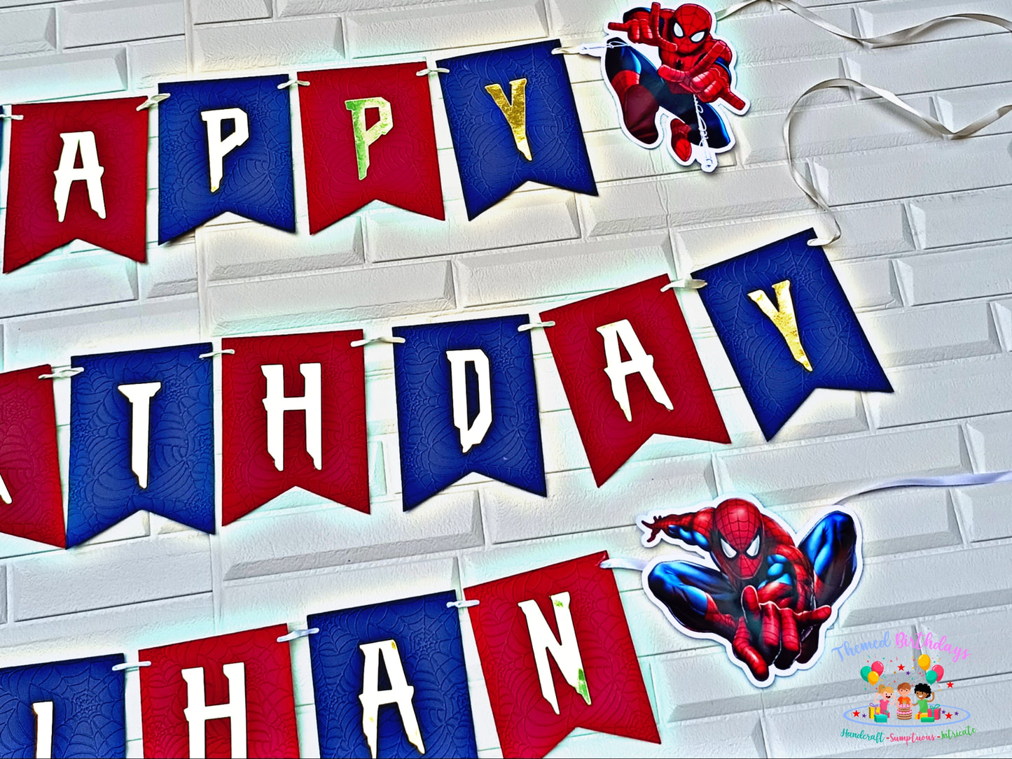 SPIDERMAN-THEMED BANNER WITH NAME (EMBOSSED)