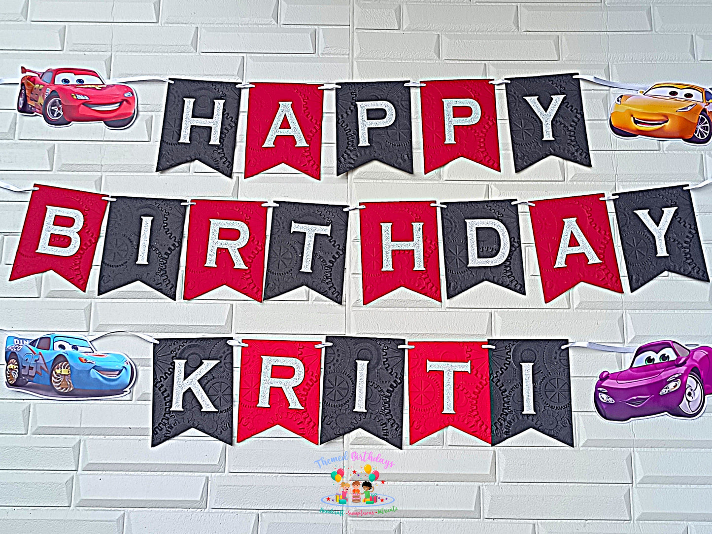 CAR-THEMED BANNER WITH NAME (EMBOSSED)