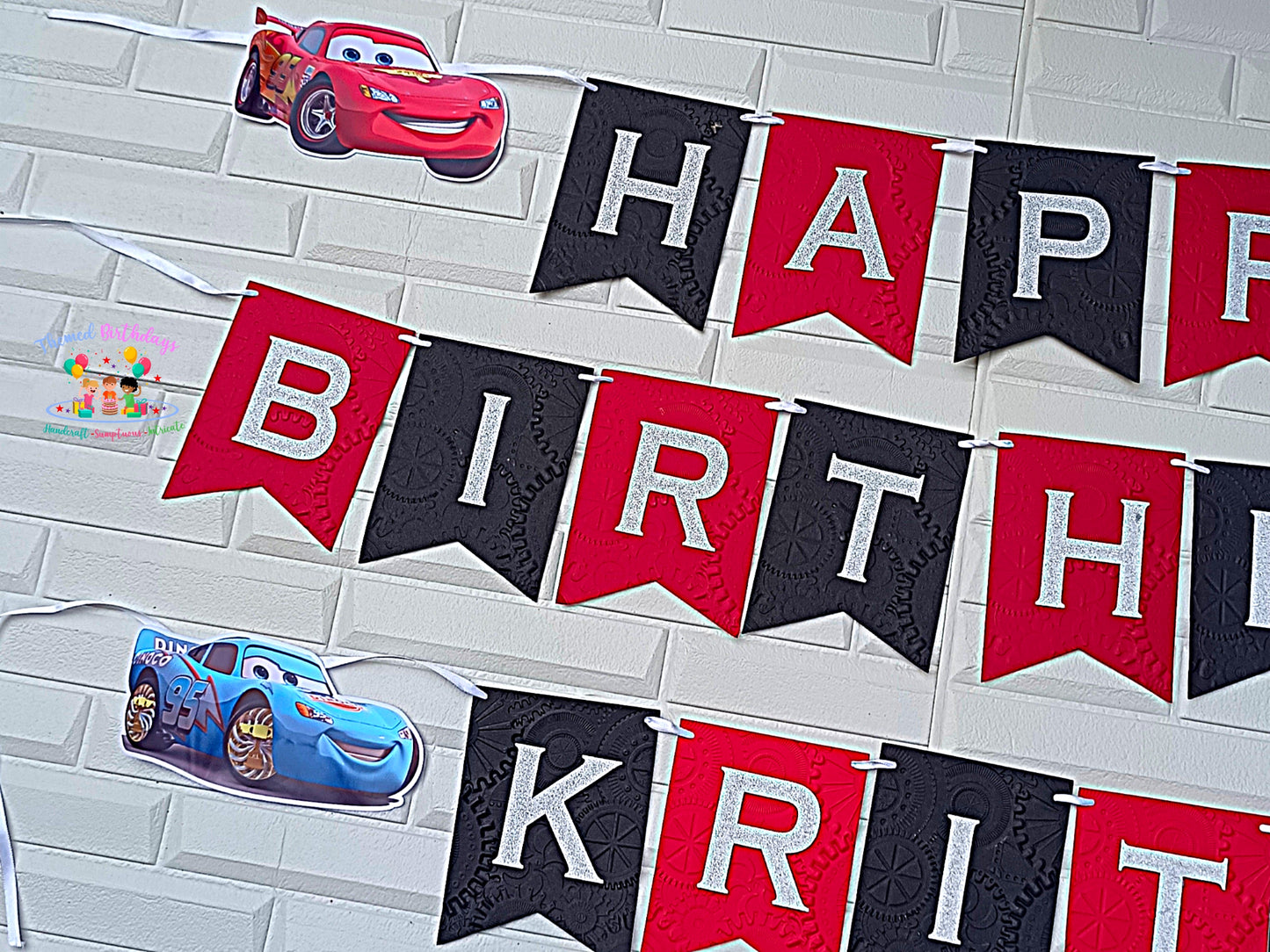 CAR-THEMED BANNER WITH NAME (EMBOSSED)