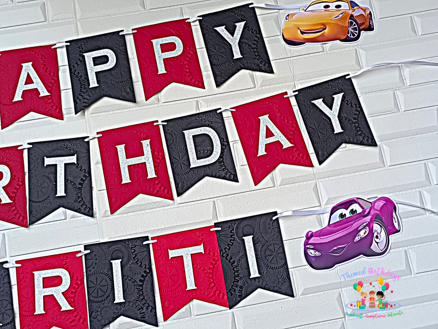 CAR-THEMED BANNER WITH NAME (EMBOSSED)