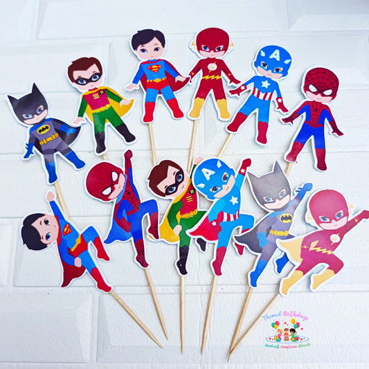 SUPER HEROES-THEMED CUPCAKE TOPPERS (12 PCS)