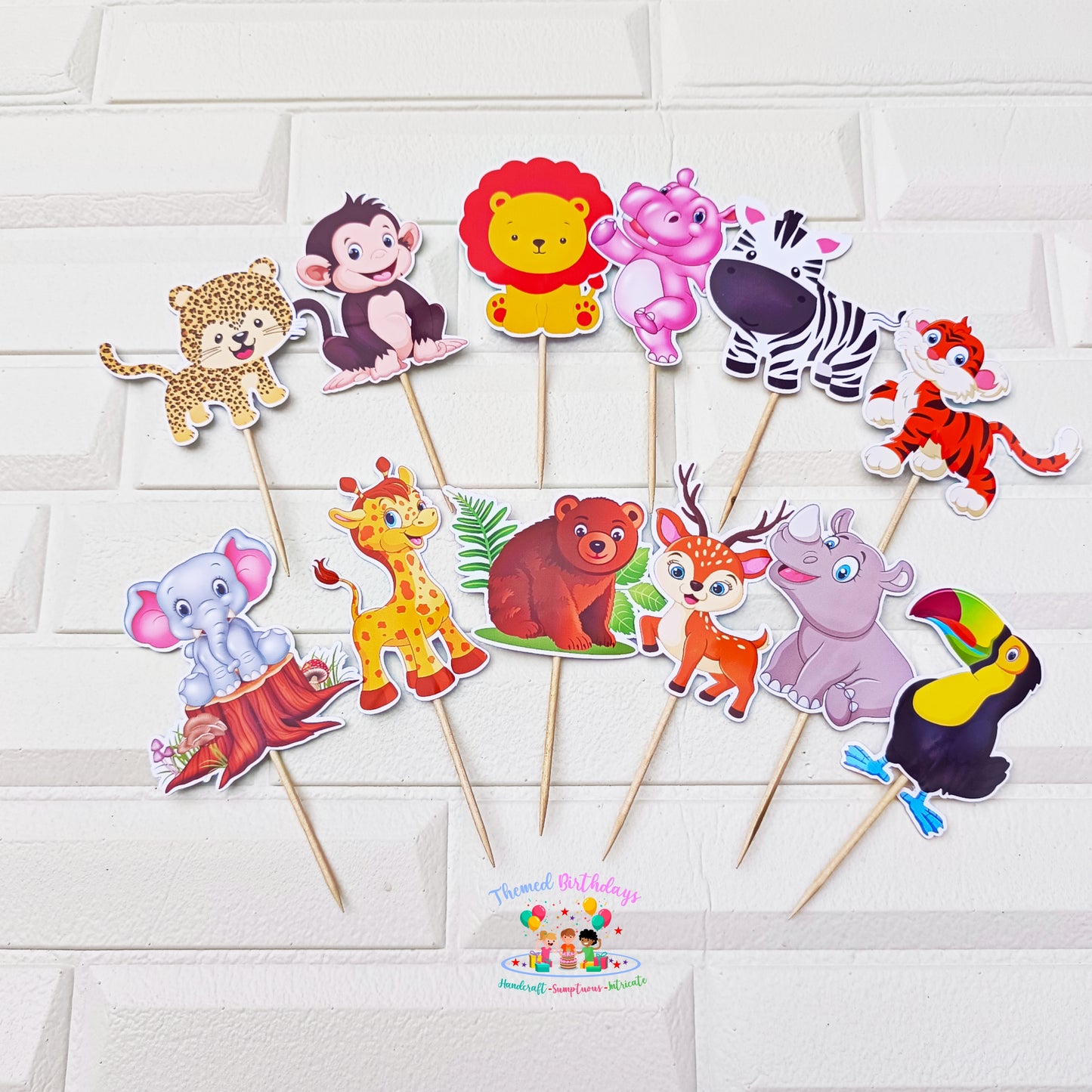 JUNGLE/ANIMAL-THEMED CUPCAKE TOPPERS (12 PCS)