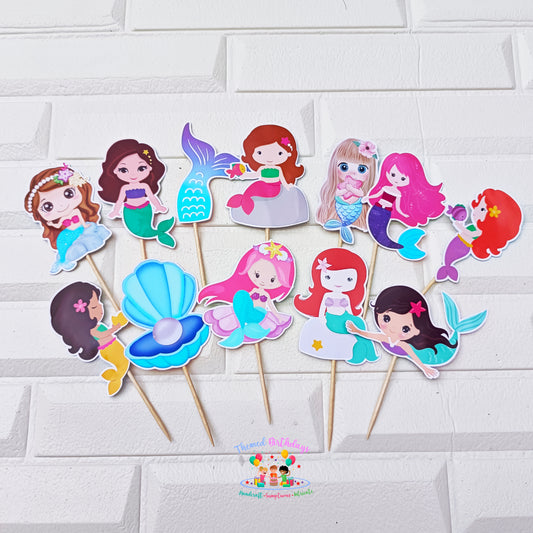 MERMAID-THEMED CUPCAKE TOPPERS (12 PCS)