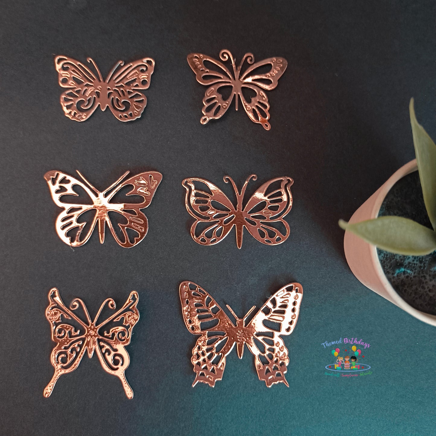 ROSE GOLD PAPER CARD BUTTERFLIES 12 PCS