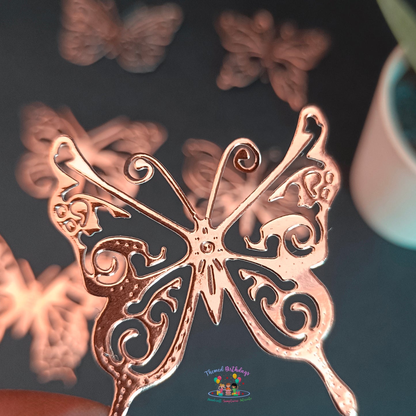 ROSE GOLD PAPER CARD BUTTERFLIES 12 PCS