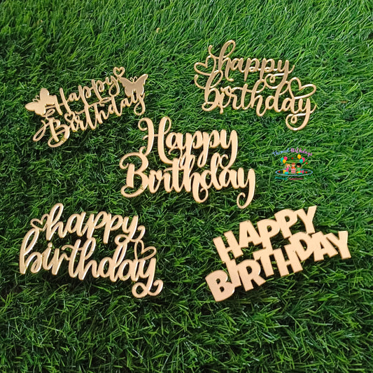 HAPPY BIRTHDAY ACRYLIC CUTTINGS WITHOUT STICKS (5 PCS IN A PACK)