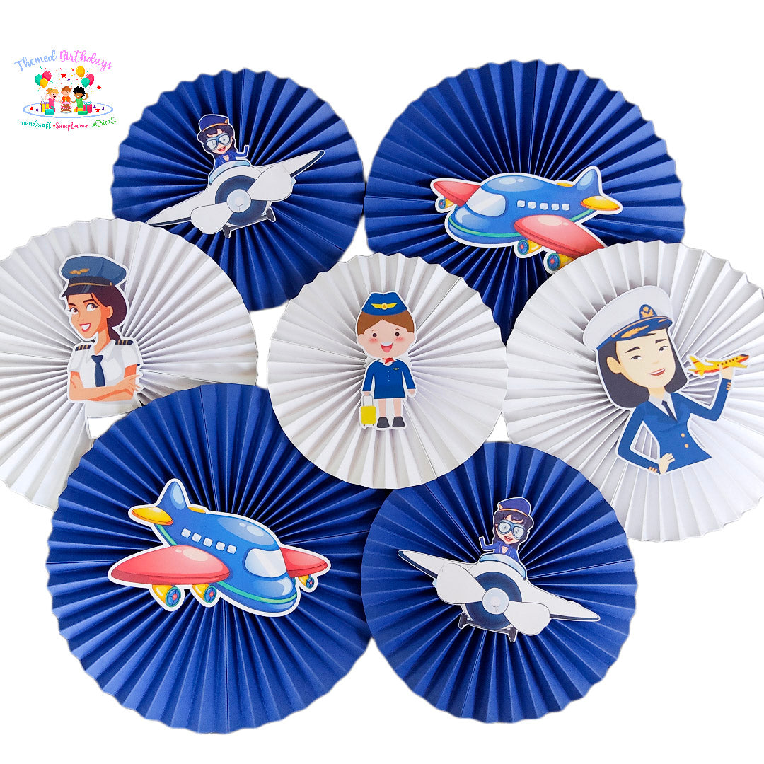 Aircraft themed Paper Fan 7 Pcs