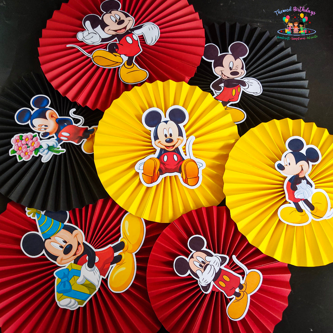 Mickey Mouse themed Paper Fans 7 Pcs