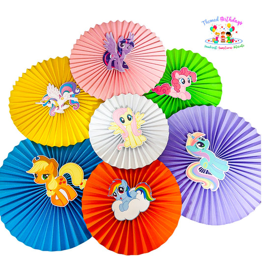 Little Pony themed Paper Fans 7 Pcs