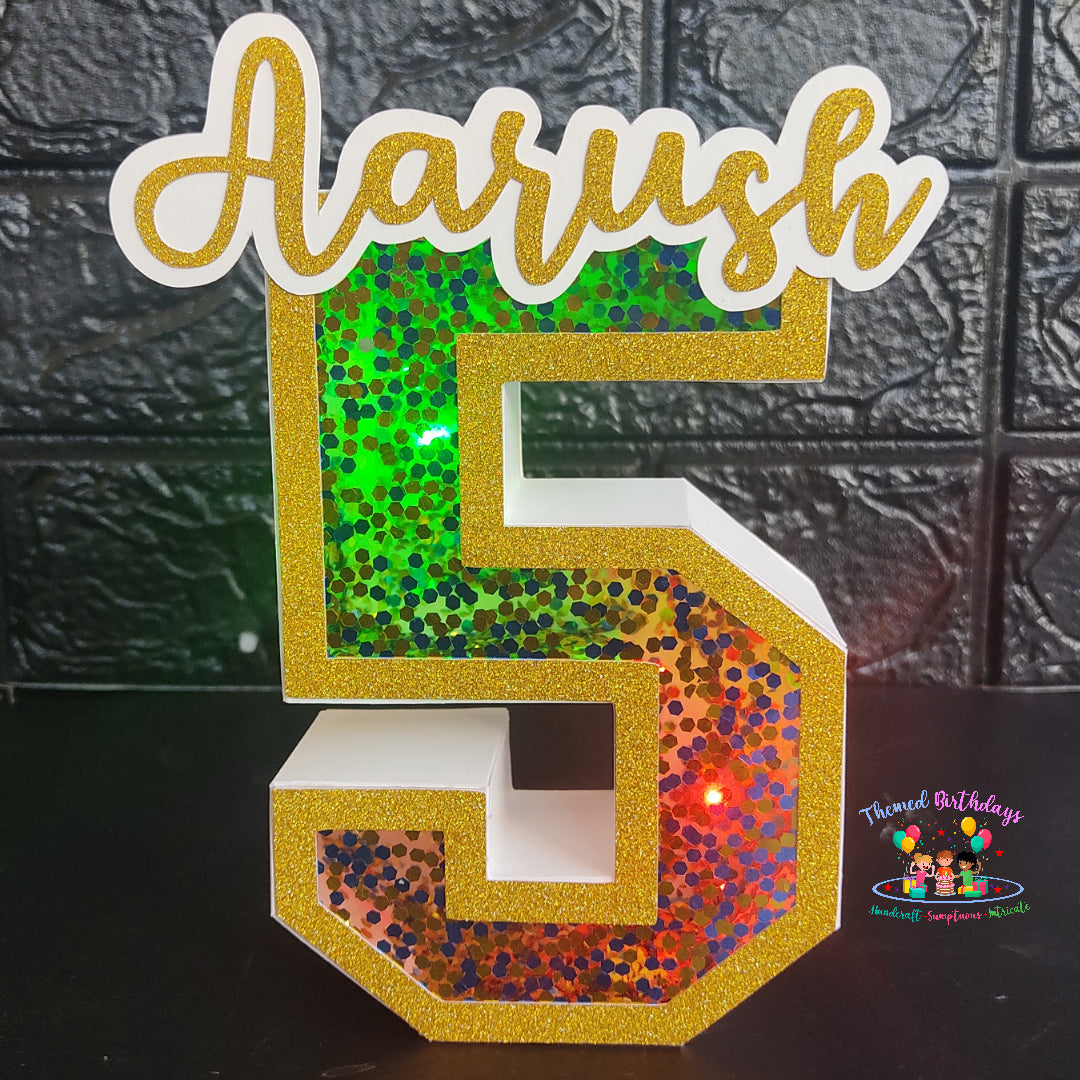3D LED NUMBER WITH NAME ONLY(9 inches) – Themed Birthdays