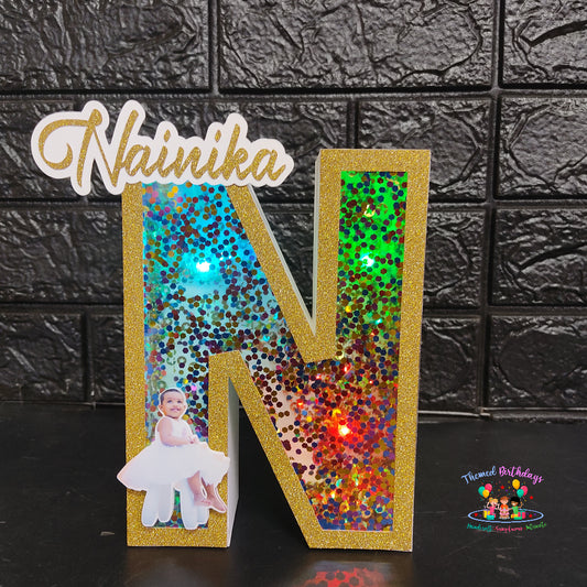 3D LED LETTER WITH NAME & BABY PIC (9 inches)