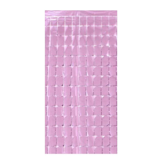 PINK SQUARE FOIL CURTAINS 3ft*6ft