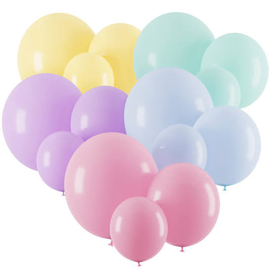 PASTEL COLORED LATEX BALLOONS - 50 PCS IN A PACK