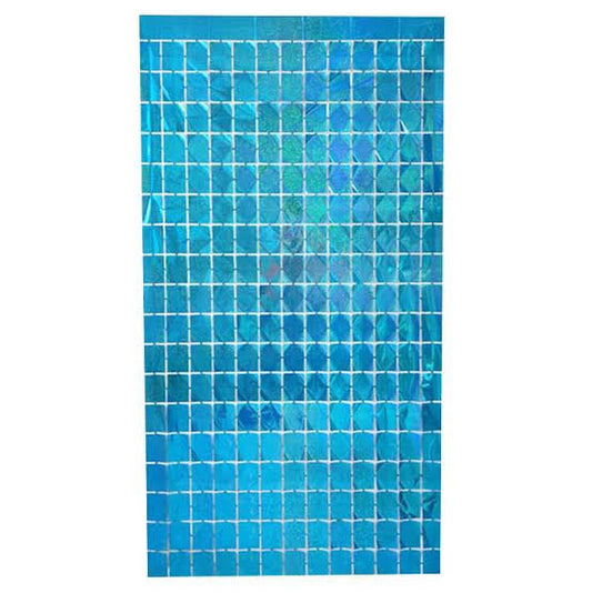 BLUE SQUARE FOIL CURTAINS 3ft*6ft