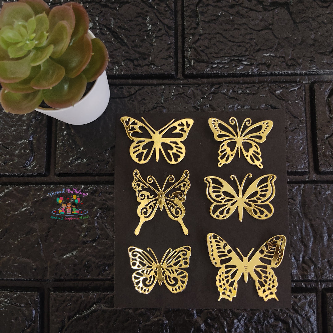 GOLDEN PAPER CARD BUTTERFLIES 12 PCS