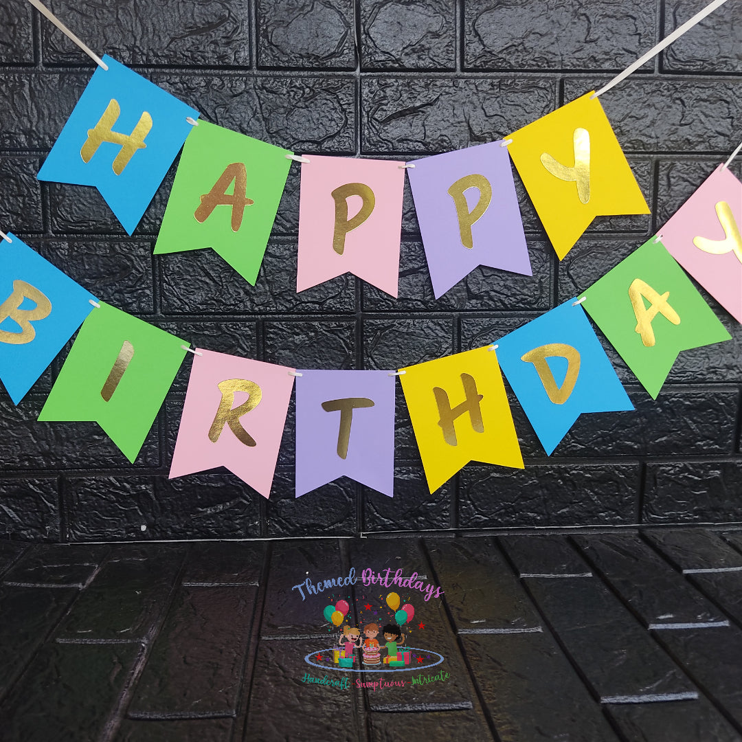 PASTEL COLOR HAPPY BIRTHDAY BUNTING BANNER