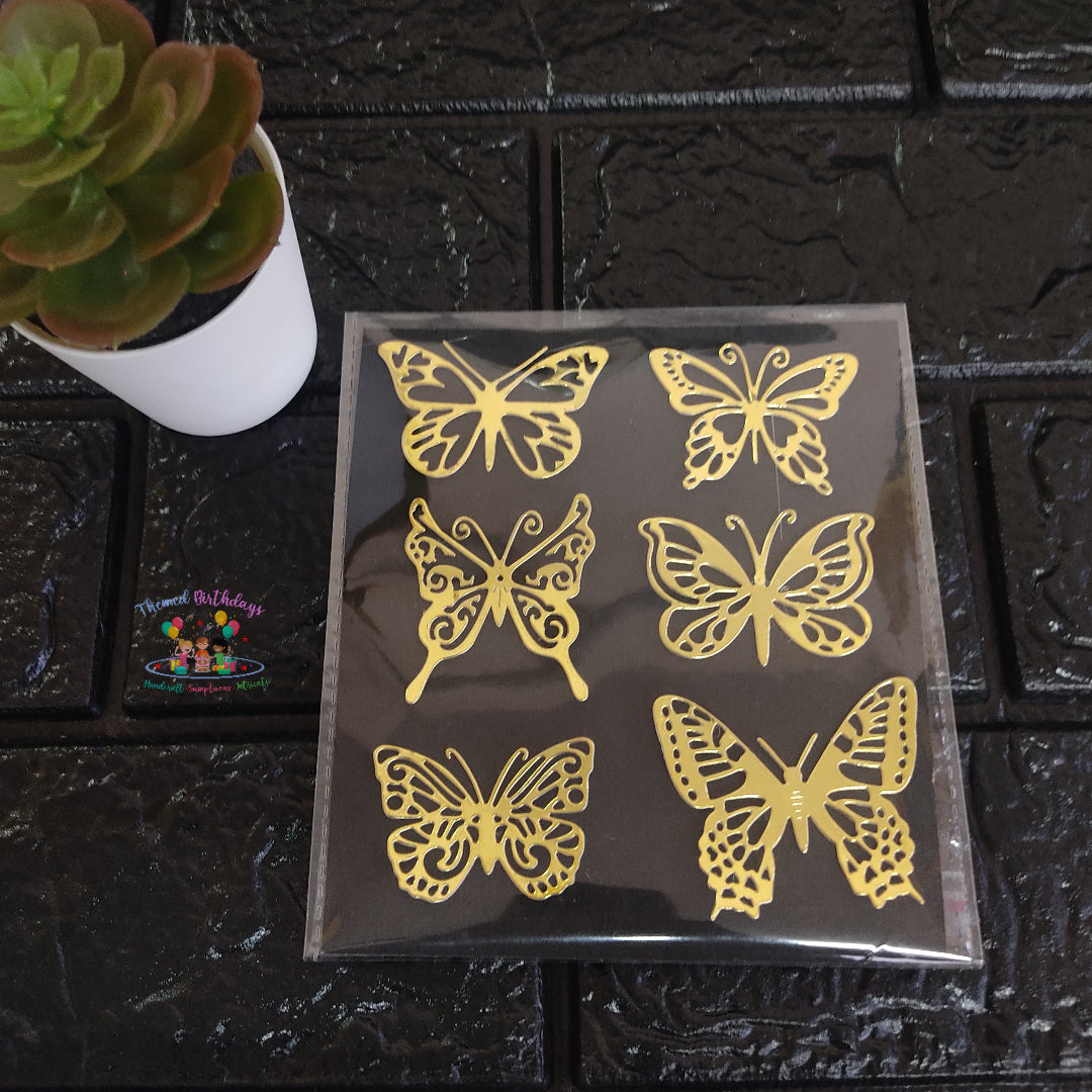 GOLDEN PAPER CARD BUTTERFLIES 12 PCS