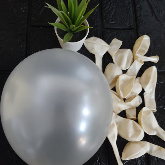 HIGH QUALITY WHITE METALLIC BALLOONS - 50 PCS IN A PACK