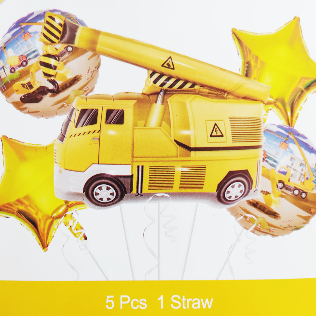 CONSTRUCTION FOIL BALLOON 5 PCS SET