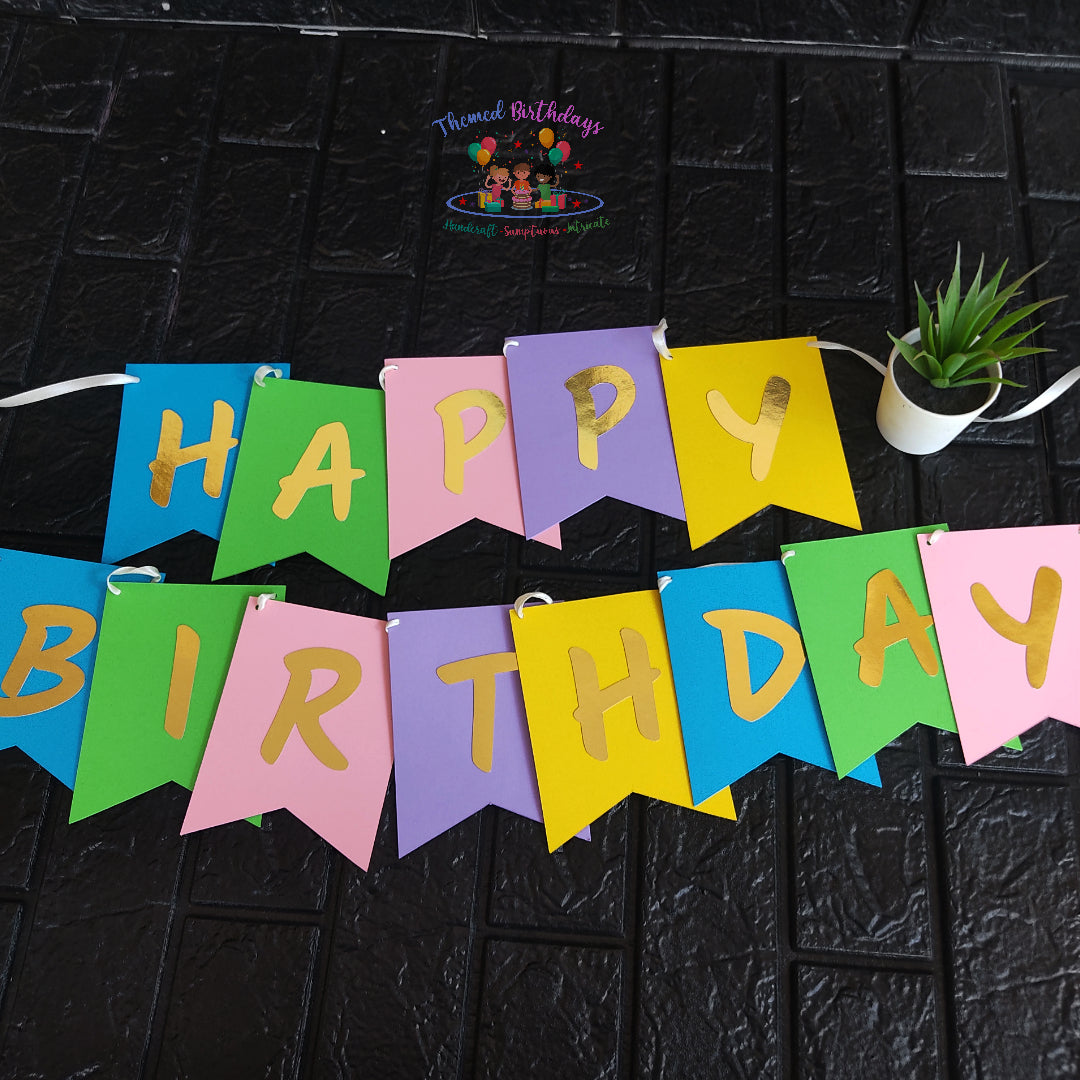 PASTEL COLOR HAPPY BIRTHDAY BUNTING BANNER